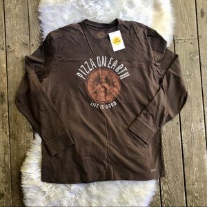 Life Is Good Pizza on Earth T-shirt NWT